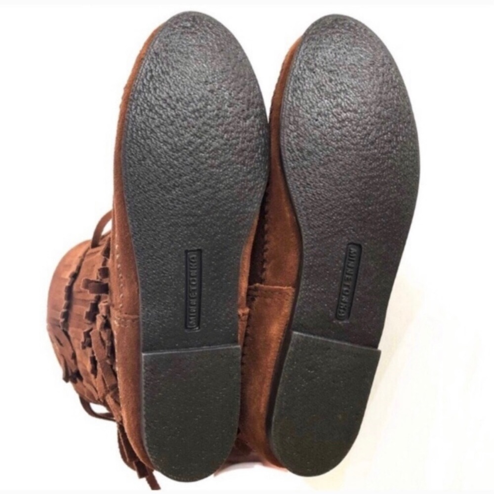 Minnetonka 3-Layer Fringe Suede Boots Sz 8 - Picture 6 of 6